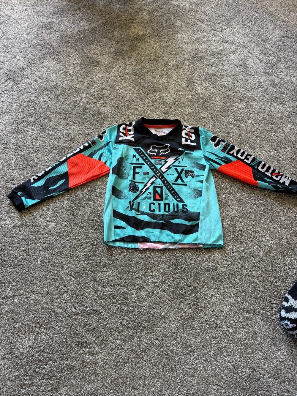 Fox Teal and Orange Kids' Long Sleeve Jersey